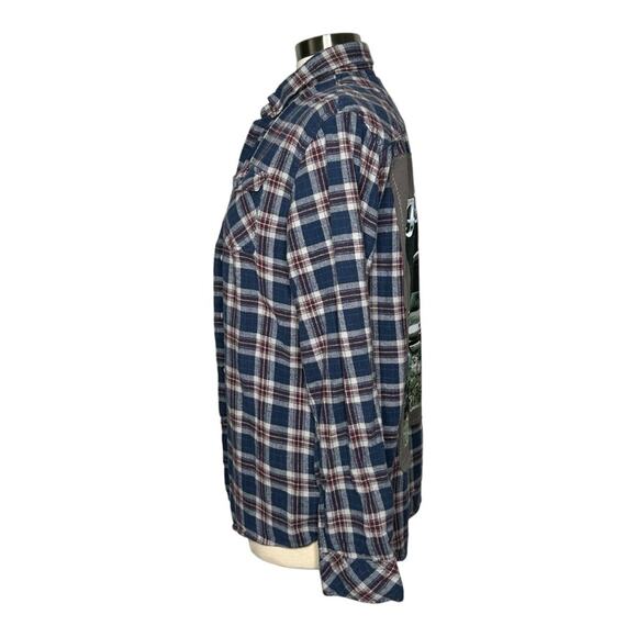 Foo Fighters Upcycled Plaid Shirt Frayed Calabasas Malibu Large NWT - Picture 3 of 11